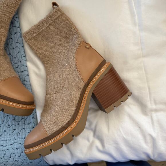 SAM EDELMAN Rozanna Knit Bootie Size 8 casual comfort heel boots fall - Picture 3 of 5